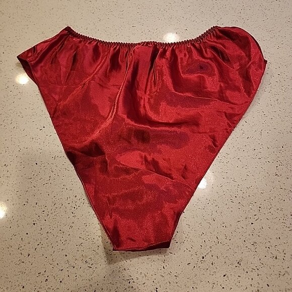 Vintage Victorias Secret Women's Size M Satin Cami High Short Set Gold Label Red - Picture 9 of 9